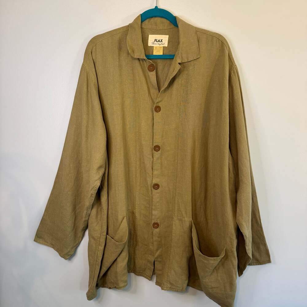 Flax Jeanne Engelhart 100% Linen Long Sleeve Button Up Blazer Size S